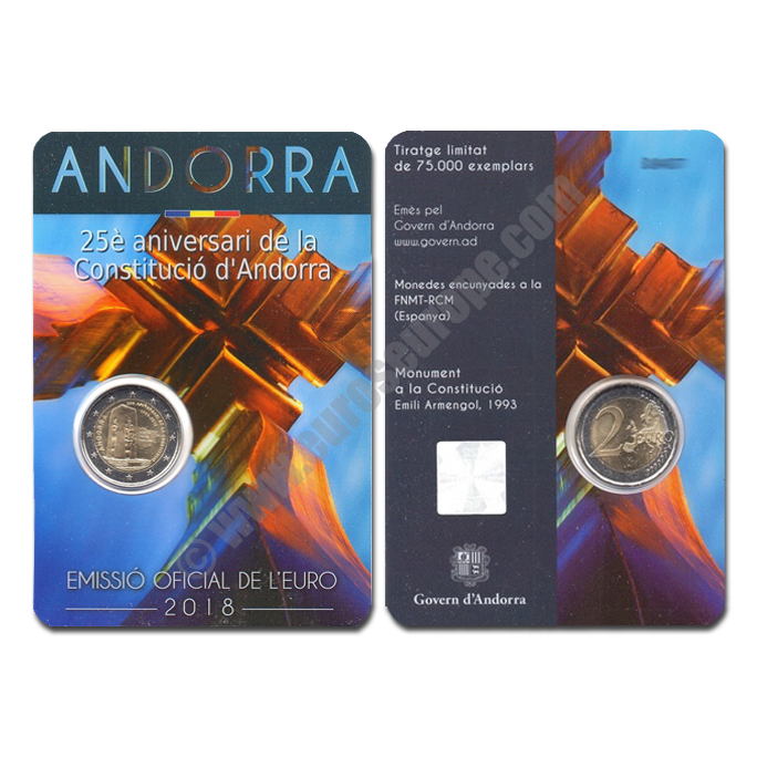 Andorra 2018 2 euros 25th anniversary of the Andorran Constitution