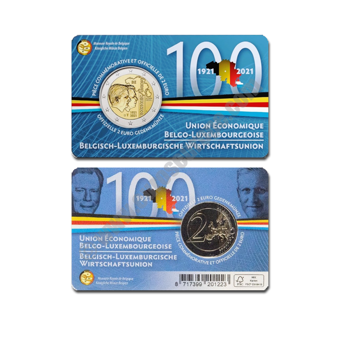 Belgium 2021 Coin card The 100th anniversary of the constitution of the Belgium-Luxembourg Economic Union (BLEU)