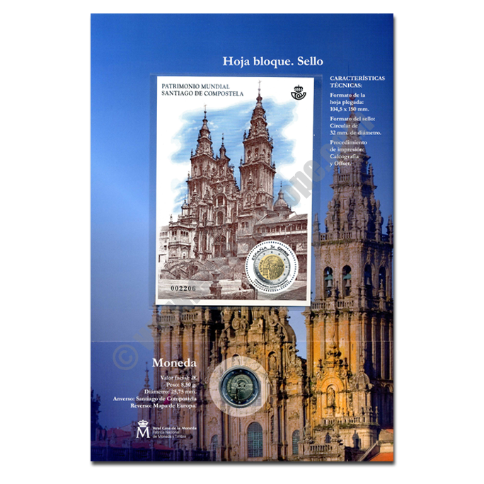 Spain 2018 Coin and stamp UNESCO's World Cultural and Natural Heritage Sites - Santiago de Compostela