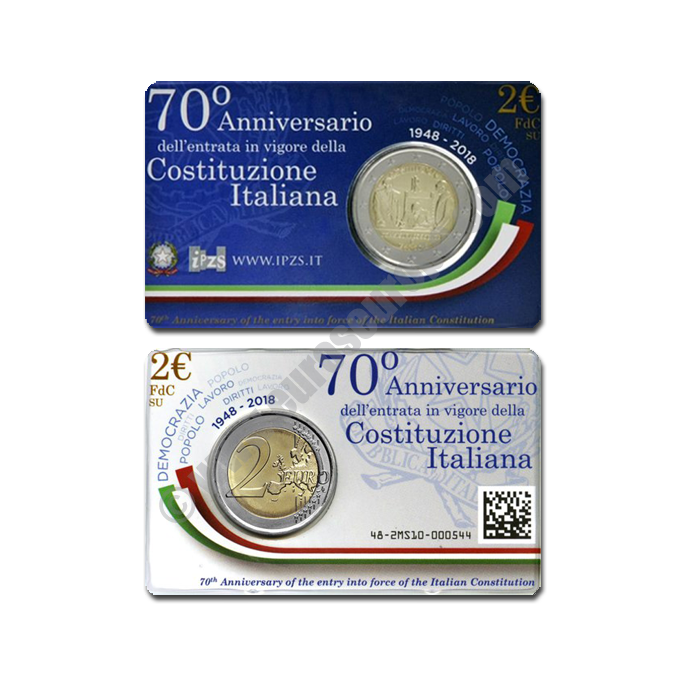 Italy 2018 Coin card 70th Anniversary of the Coming into Force of the Italian Constitution