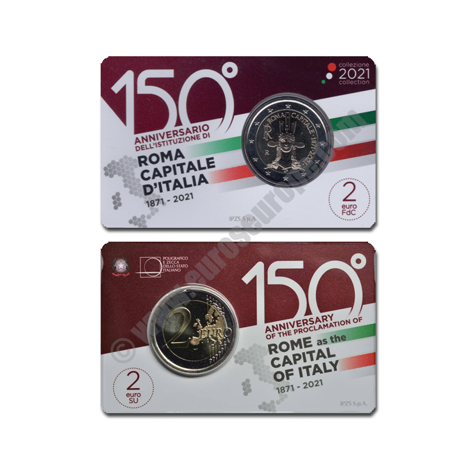 Italy 2021 Coin card 150th Anniversary of the institution of Rome Capital of Italy