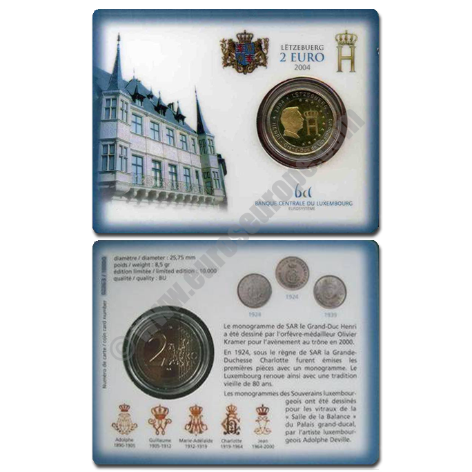 Luxembourg 2004 Coin card Grand Duke Henri
