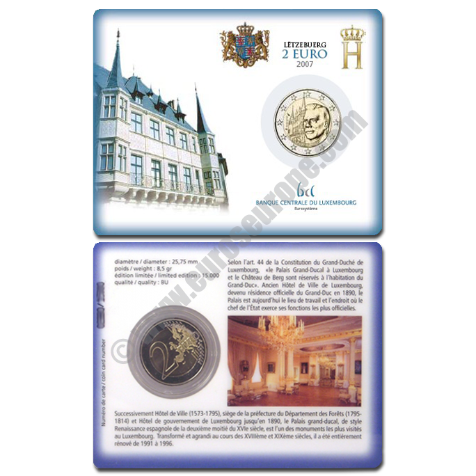 Luxembourg 2007 Coin card Grand-Ducal Palace