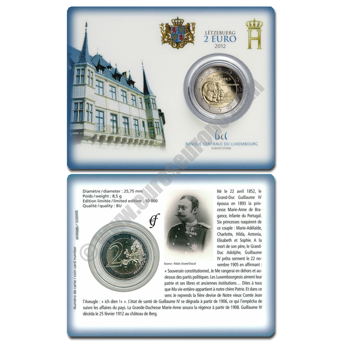 Luxembourg 2012 Coin card The Grand-Duke Henri and the Grand-Duke Guillaume IV from the series 