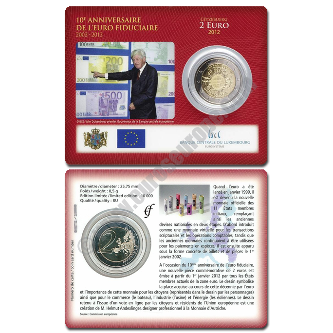 Luxembourg 2012 Coin card 10 years of the Euro