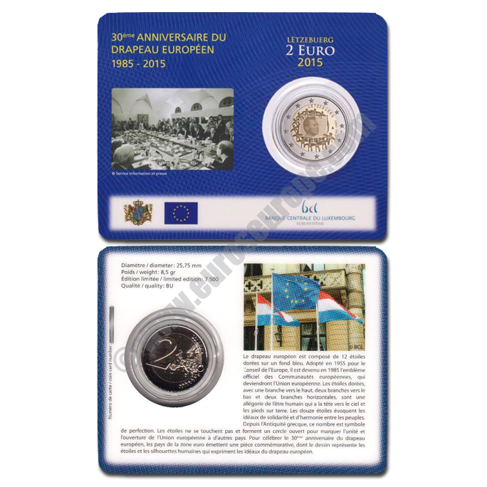 Luxembourg 2015 Coin card 30th Anniversary of the Flag of Europe