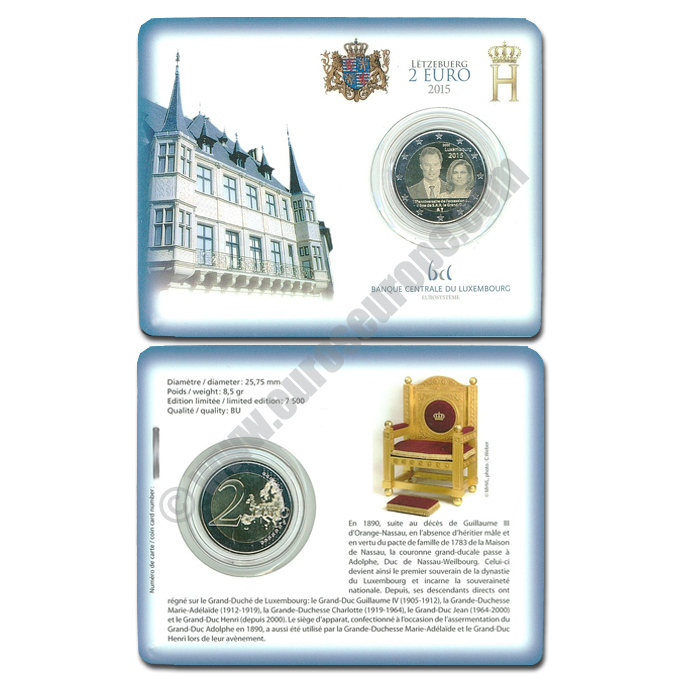 Luxembourg 2015 Coin card 125th Anniversary of the Nassau-Weilburg Dynasty