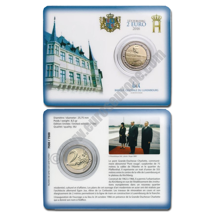 Luxembourg 2016 Coin card The 50th anniversary of the bridge 
