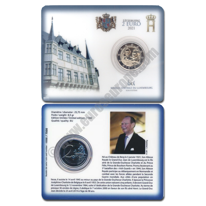 Luxembourg 2021 Coin card The 100th anniversary of the Grand Duke Jean