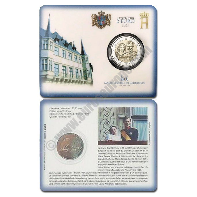 Luxembourg 2021 Coin card The 40th anniversary of the marriage of Grand Duke Henri