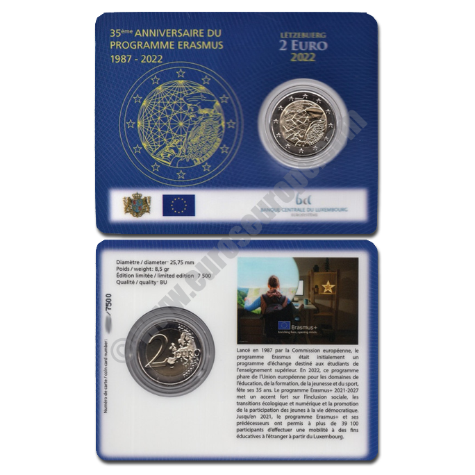 Luxembourg 2022 Coin card 35 years of the Erasmus programme
