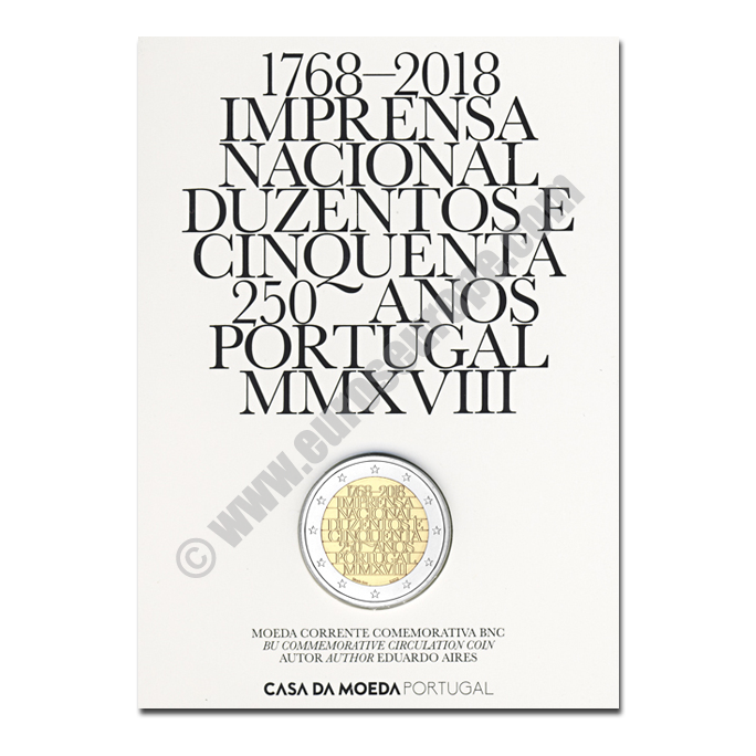 Portugal 2018 2 euros 250 years since the foundation of the Imprensa Nacional Casa da Moeda