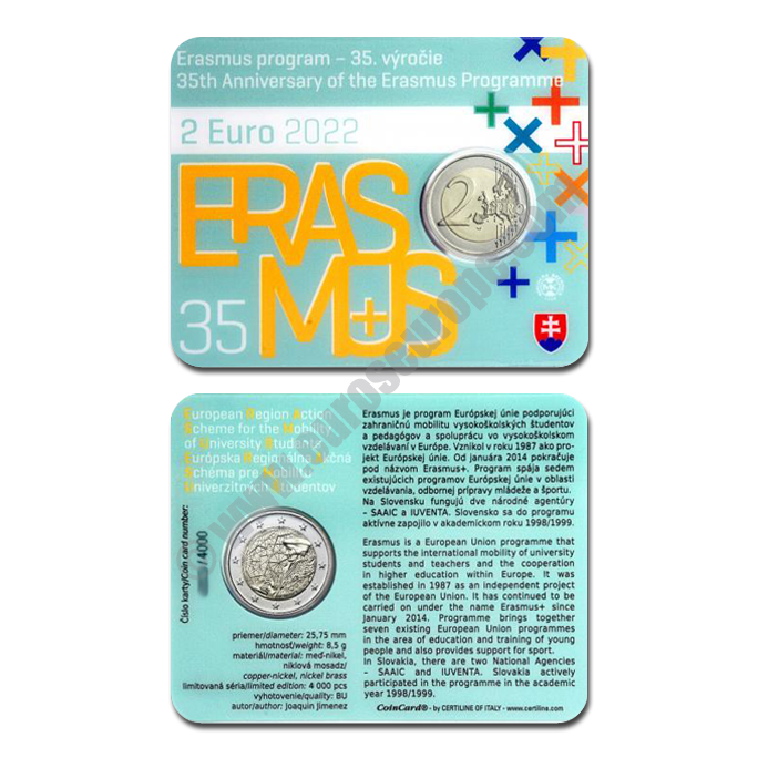 Slovakia 2022 Coin card 35 years of the Erasmus programme