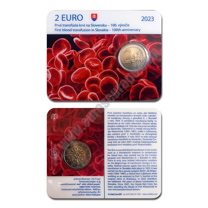 Slovakia 2023 Coin card The 100th anniversary of the first blood transfusion in Slovakia