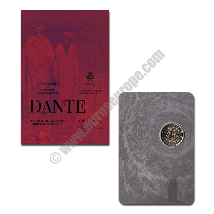 San Marino 2015 2 euros 750th anniversary of the birth of Dante Alighieri