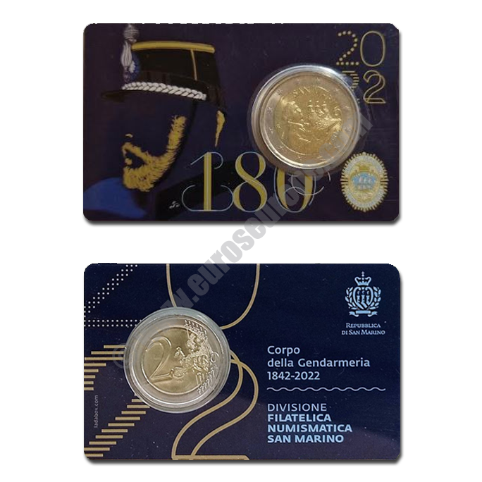 San Marino 2022 Coin card 180th anniversary of the Gendarmerie Corps
