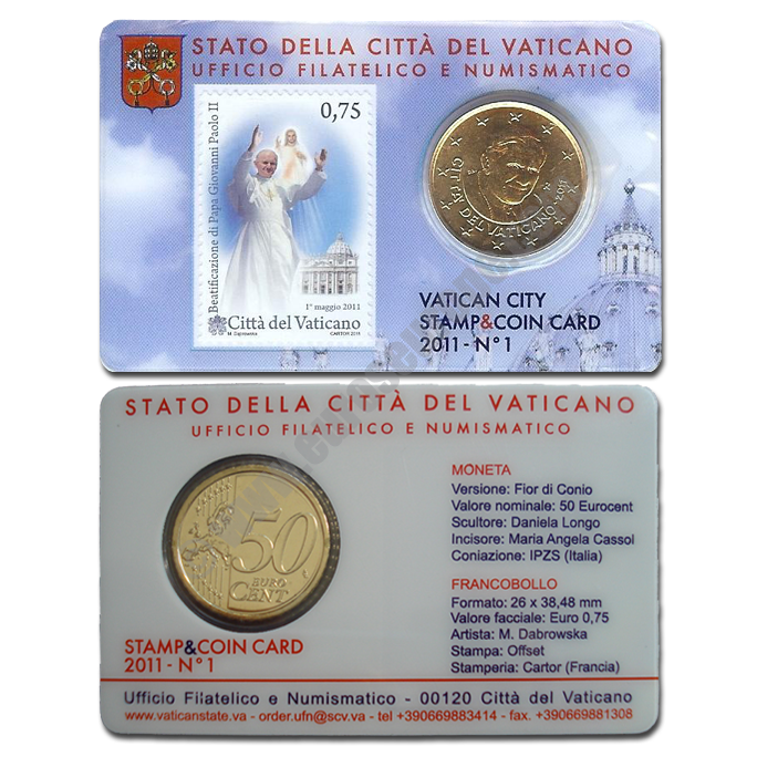 Vatican 2011 Coin and stamp N. 1