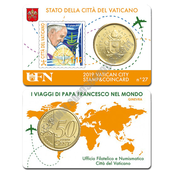 Vatican 2019 Coin and stamp N. 27 - Pope 2018 travels