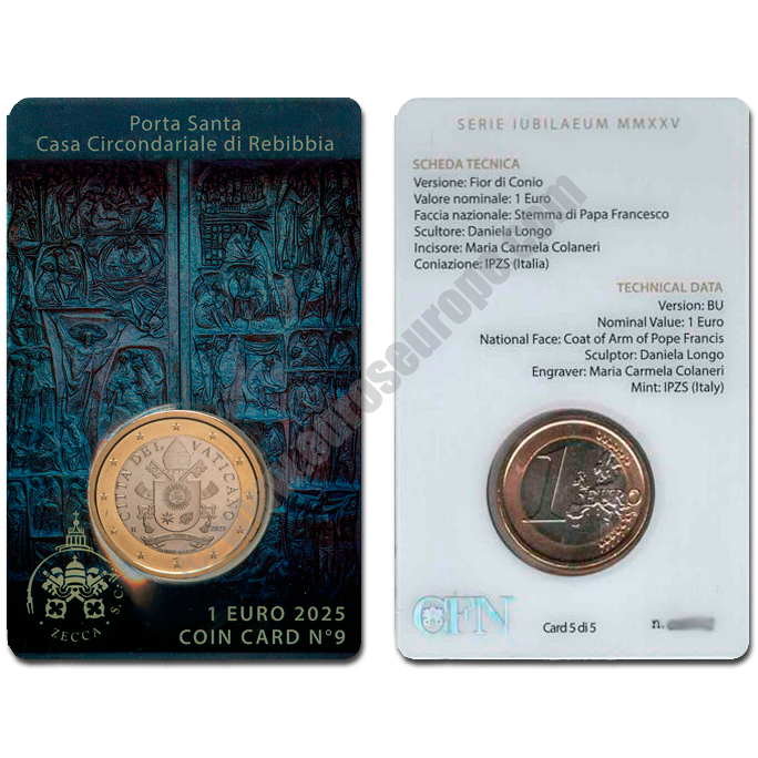 Vatican 2025 Coin card 1 Euro N. 9
